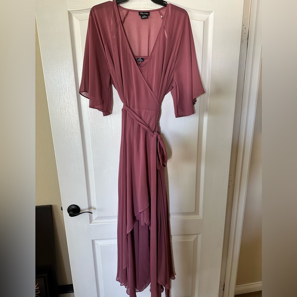 City Chic Pink High Low Wrap Sundress
